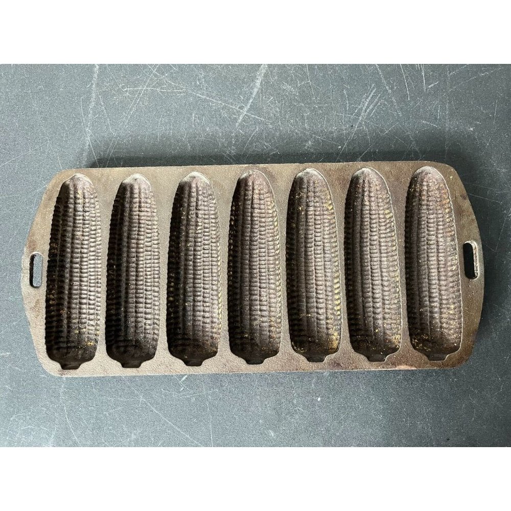 Antique Cast Iron 7 Ear Corn Bread Muffin Stick Pan Mold 12" x 5.5"